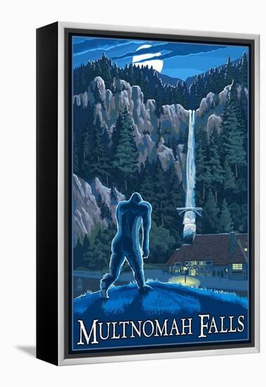Multnomah Falls, Oregon - Bigfoot-Lantern Press-Framed Stretched Canvas