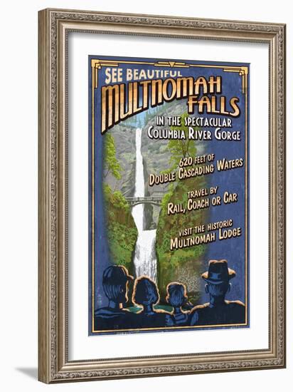 Multnomah Falls, Oregon-Lantern Press-Framed Art Print