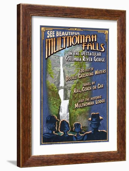 Multnomah Falls, Oregon-Lantern Press-Framed Art Print