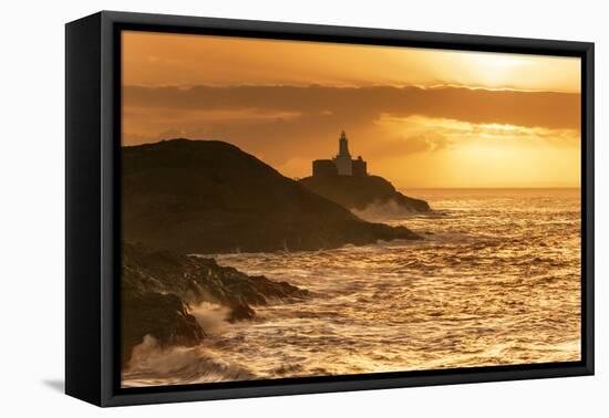 Mumbles Lighthouse, Bracelet Bay, Gower, Swansea, Wales, United Kingdom, Europe-Billy-Framed Premier Image Canvas