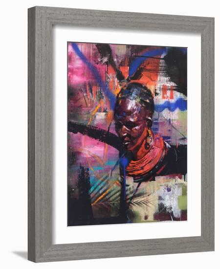 Mumma Africa (oil on panel)-Aaron Bevan-Bailey-Framed Giclee Print