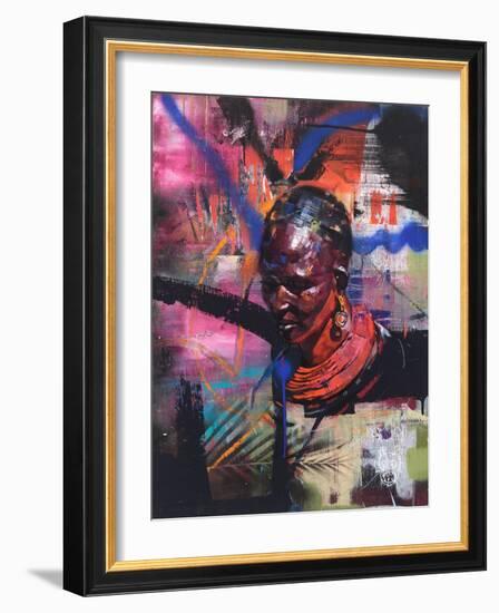 Mumma Africa (oil on panel)-Aaron Bevan-Bailey-Framed Giclee Print