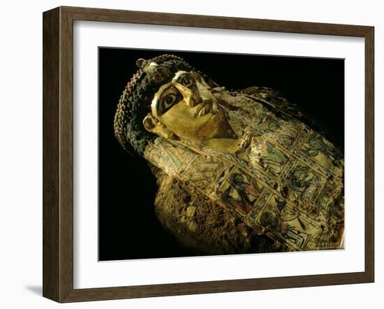 Mummy A with Gilded Mask and Cartonnage Chest Plate, Valley of the Golden Mummies, Egypt-Kenneth Garrett-Framed Photographic Print