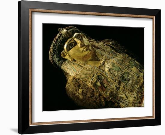 Mummy A with Gilded Mask and Cartonnage Chest Plate, Valley of the Golden Mummies, Egypt-Kenneth Garrett-Framed Photographic Print