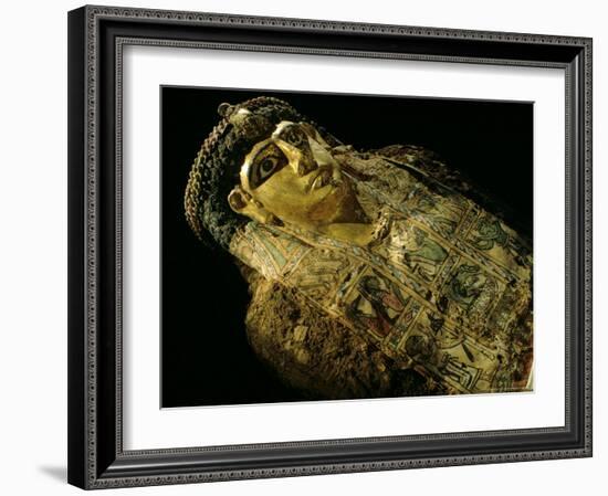 Mummy A with Gilded Mask and Cartonnage Chest Plate, Valley of the Golden Mummies, Egypt-Kenneth Garrett-Framed Photographic Print