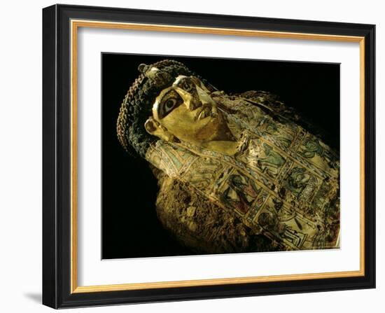 Mummy A with Gilded Mask and Cartonnage Chest Plate, Valley of the Golden Mummies, Egypt-Kenneth Garrett-Framed Photographic Print