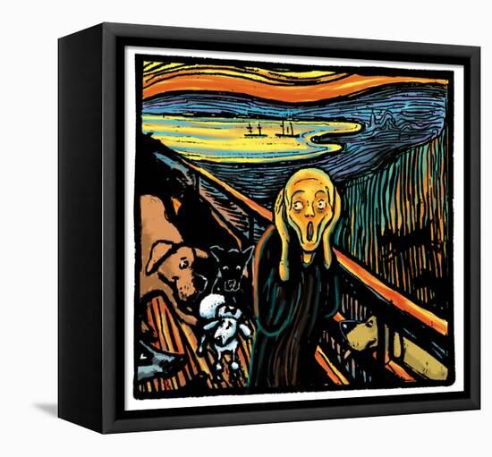 Munch Dog-Chameleon Design, Inc.-Framed Stretched Canvas