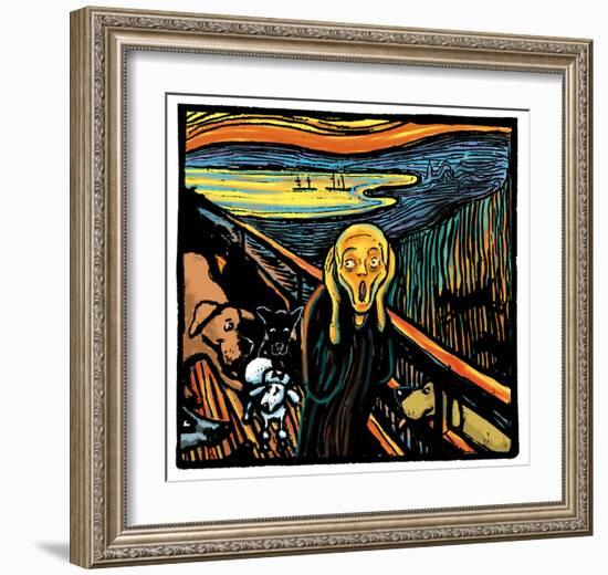 Munch Dog-Chameleon Design, Inc.-Framed Premium Giclee Print