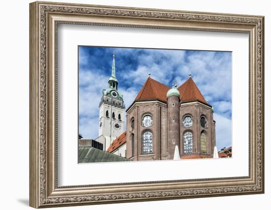 Munich, Bavaria, Germany, View to St. Peter's Church from the Viktualienmarkt (Food Market)-Bernd Wittelsbach-Framed Photographic Print