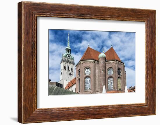 Munich, Bavaria, Germany, View to St. Peter's Church from the Viktualienmarkt (Food Market)-Bernd Wittelsbach-Framed Photographic Print