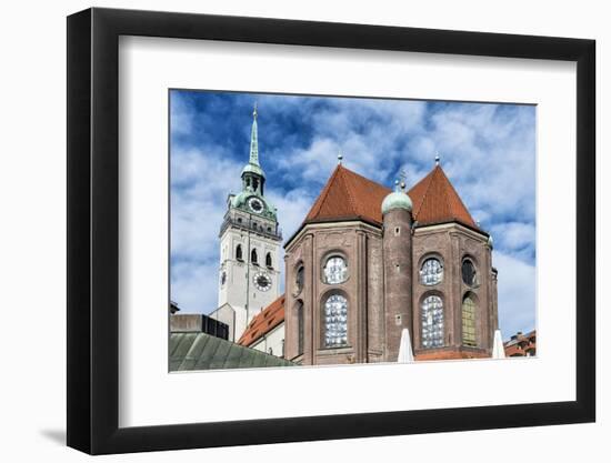 Munich, Bavaria, Germany, View to St. Peter's Church from the Viktualienmarkt (Food Market)-Bernd Wittelsbach-Framed Photographic Print