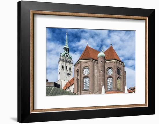 Munich, Bavaria, Germany, View to St. Peter's Church from the Viktualienmarkt (Food Market)-Bernd Wittelsbach-Framed Photographic Print