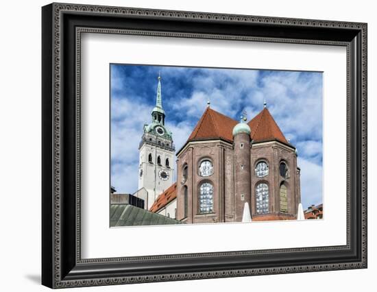 Munich, Bavaria, Germany, View to St. Peter's Church from the Viktualienmarkt (Food Market)-Bernd Wittelsbach-Framed Photographic Print