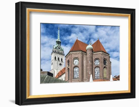 Munich, Bavaria, Germany, View to St. Peter's Church from the Viktualienmarkt (Food Market)-Bernd Wittelsbach-Framed Photographic Print