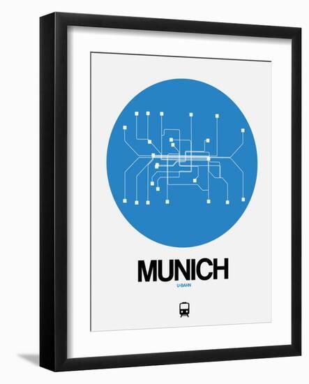 Munich Blue Subway Map-NaxArt-Framed Art Print