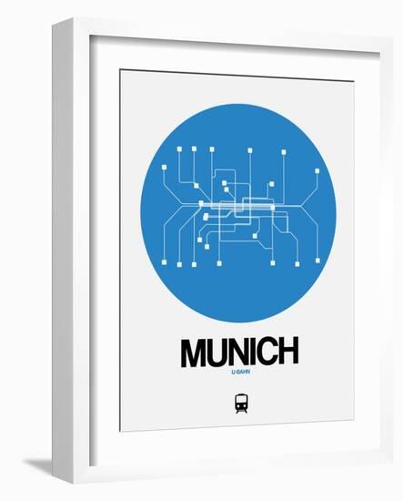 Munich Blue Subway Map-NaxArt-Framed Art Print