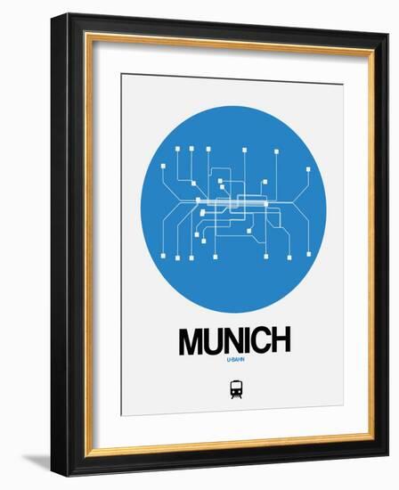 Munich Blue Subway Map-NaxArt-Framed Art Print