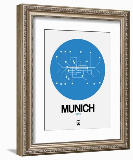 Munich Blue Subway Map-NaxArt-Framed Art Print