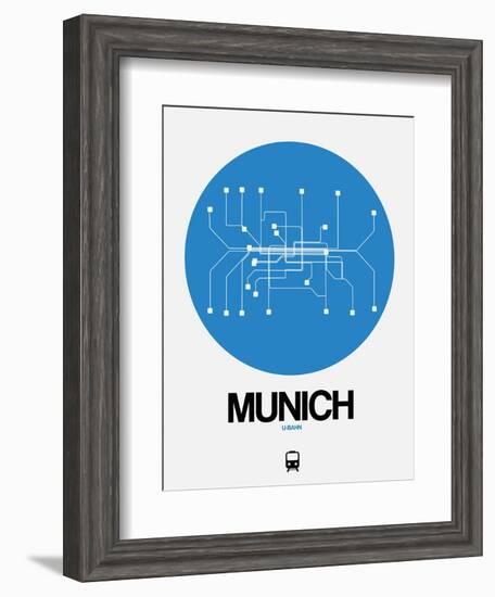 Munich Blue Subway Map-NaxArt-Framed Art Print