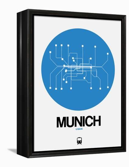 Munich Blue Subway Map-NaxArt-Framed Stretched Canvas