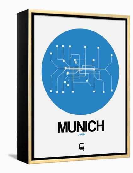 Munich Blue Subway Map-NaxArt-Framed Stretched Canvas