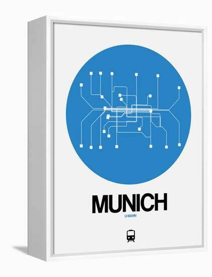 Munich Blue Subway Map-NaxArt-Framed Stretched Canvas