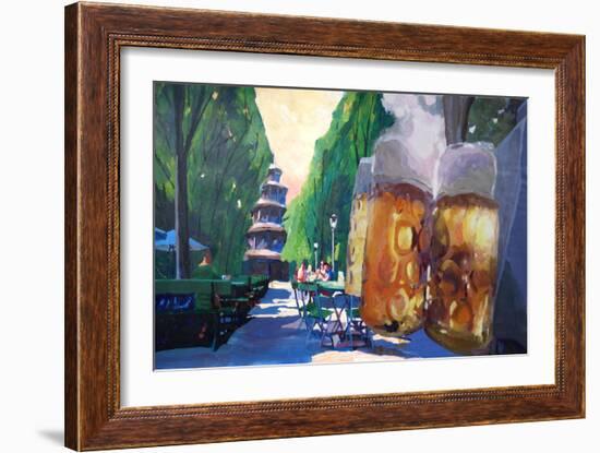 Munich Chinese Tower Beergarden in English Garden-Markus Bleichner-Framed Art Print