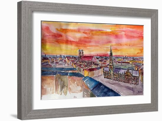 Munich City Center View From St Peter-Markus Bleichner-Framed Art Print