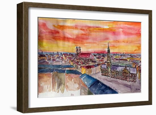 Munich City Center View From St Peter-Markus Bleichner-Framed Art Print