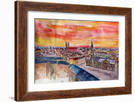 Munich City Center View From St Peter-Markus Bleichner-Framed Art Print