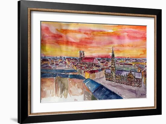 Munich City Center View From St Peter-Markus Bleichner-Framed Art Print