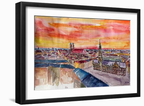 Munich City Center View From St Peter-Markus Bleichner-Framed Art Print