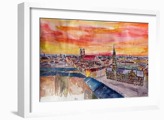 Munich City Center View From St Peter-Markus Bleichner-Framed Art Print