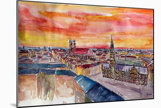 Munich City Center View From St Peter-Markus Bleichner-Mounted Art Print