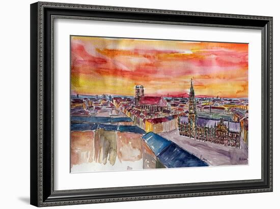 Munich City Center View From St Peter-Markus Bleichner-Framed Art Print