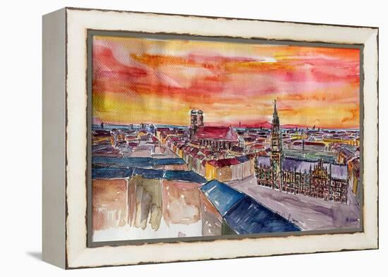 Munich City Center View From St Peter-Markus Bleichner-Framed Stretched Canvas