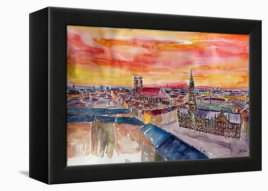 Munich City Center View From St Peter-Markus Bleichner-Framed Stretched Canvas