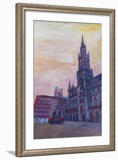 Munich City Hall and St Marys Place-Markus Bleichner-Framed Art Print