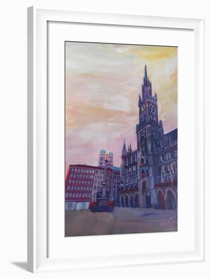 Munich City Hall and St Marys Place-Markus Bleichner-Framed Art Print