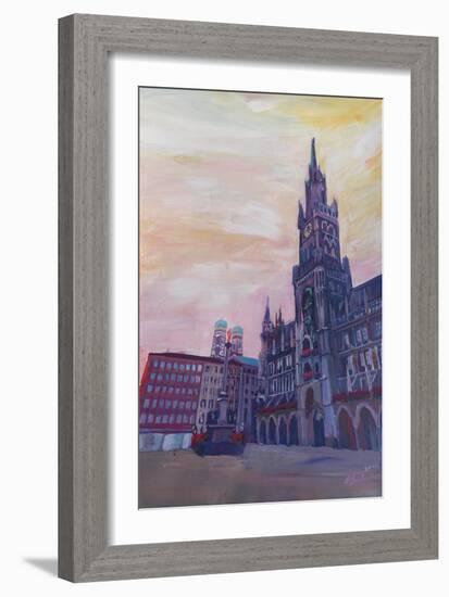 Munich City Hall and St Marys Place-Markus Bleichner-Framed Art Print