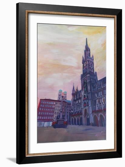 Munich City Hall and St Marys Place-Markus Bleichner-Framed Art Print