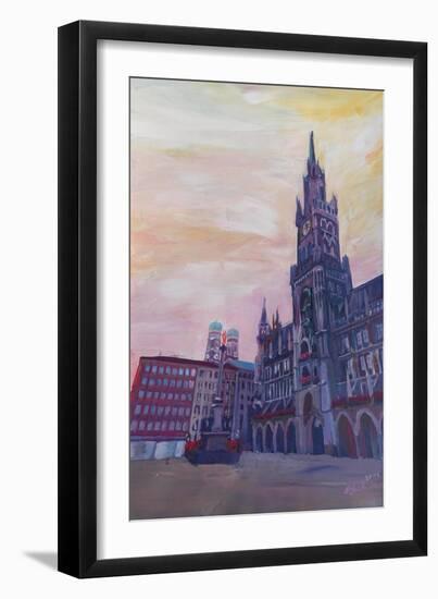 Munich City Hall and St Marys Place-Markus Bleichner-Framed Art Print