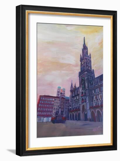 Munich City Hall and St Marys Place-Markus Bleichner-Framed Art Print