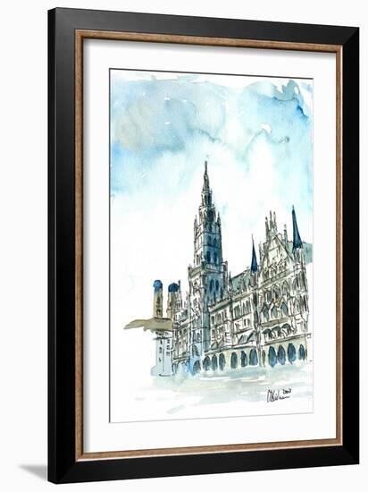 Munich City Hall with Church of Our Lady-Markus Bleichner-Framed Art Print