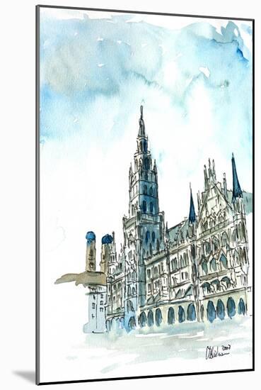 Munich City Hall with Church of Our Lady-Markus Bleichner-Mounted Art Print