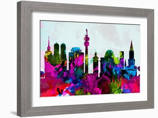 Munich City Skyline-NaxArt-Framed Art Print