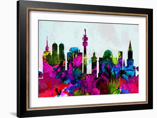 Munich City Skyline-NaxArt-Framed Art Print