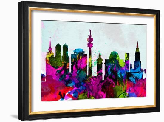 Munich City Skyline-NaxArt-Framed Art Print