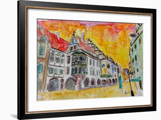 Munich Hofbrauhaus Sunset Am Platzl-Markus Bleichner-Framed Art Print