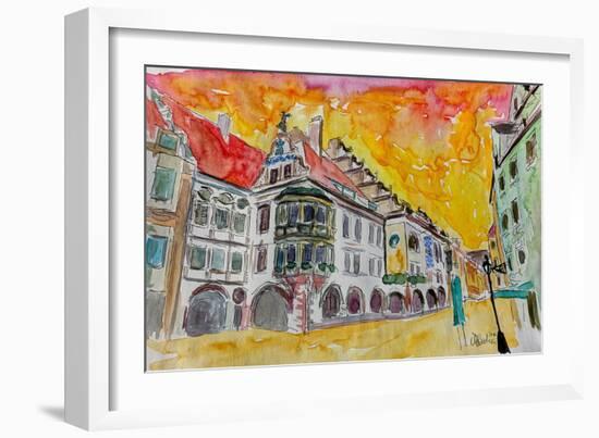 Munich Hofbrauhaus Sunset Am Platzl-Markus Bleichner-Framed Art Print
